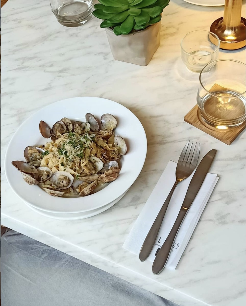 Vongole pasta with fresh clams served at Sourdough Cafe